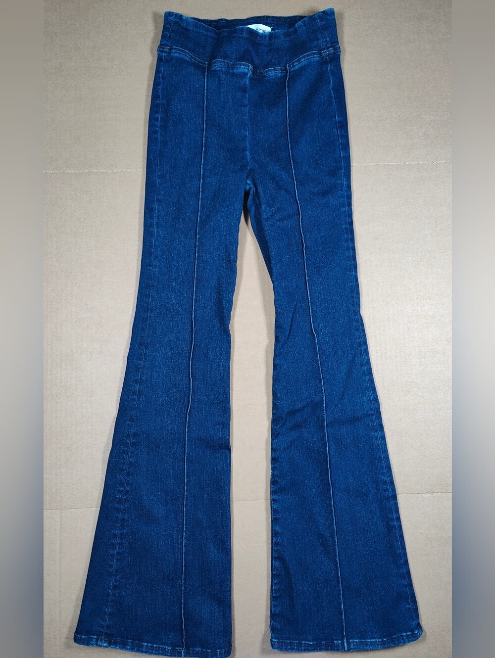 FRAME Women The Jet Set Flare Dark Wash Cotton Stretch Pull On Jeans Size 1